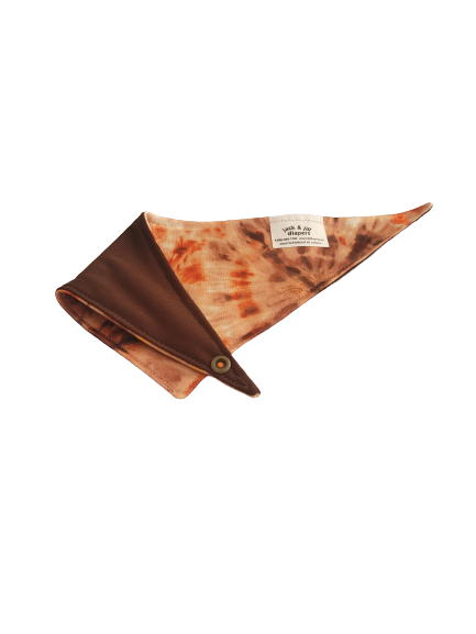Dog Bandana-Waterproof Brown Tie Dye -Chocolate Brown