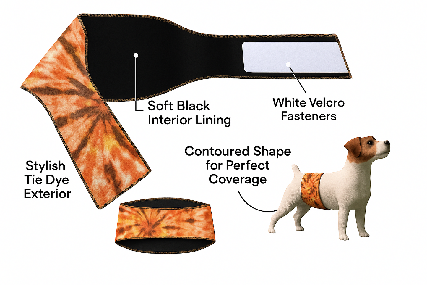 Male Dog Belly Band Wrap | Brown Tie Dye Print | Style 2