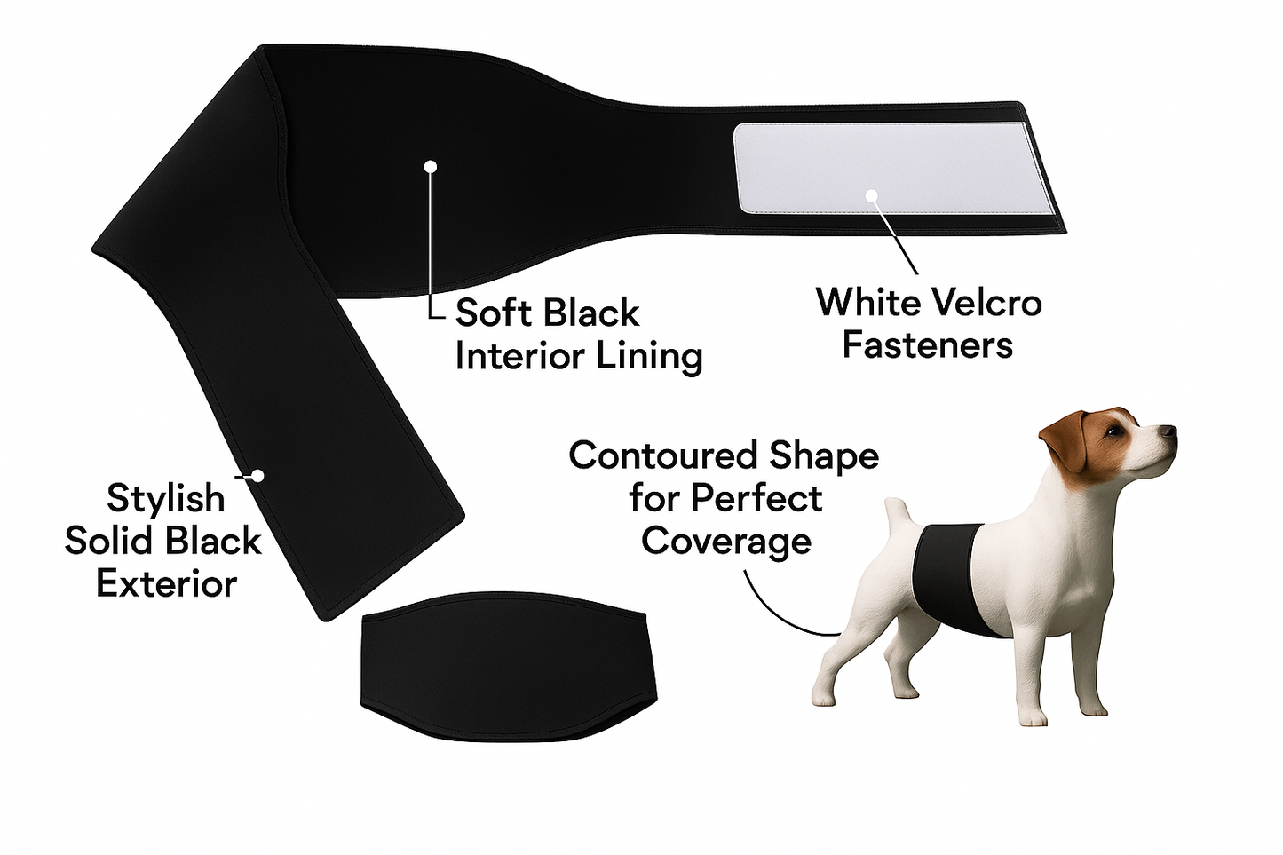 Male Dog Belly Band Wrap |Black Print | Style 2