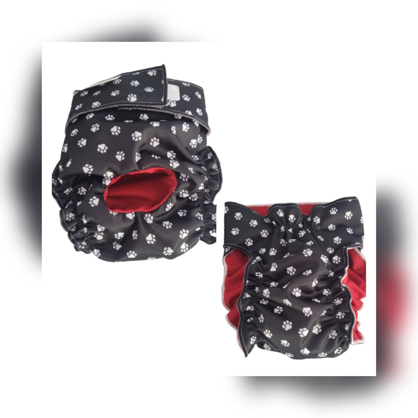 Female Dog Diaper Britches - With Tail Opening-White Paws - Jack & Jill Dog Diapers