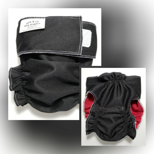 Female Dog Diaper Britches - Without Tail Opening – Black - Jack & Jill Dog Diapers