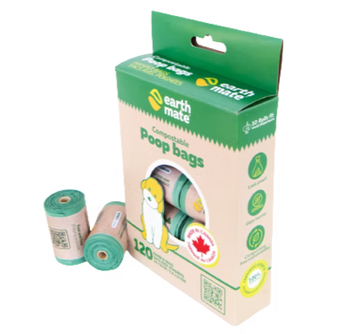 Compostable Dog Poop Bags - 120 Count (10 Rolls) | 100% Home Compostable