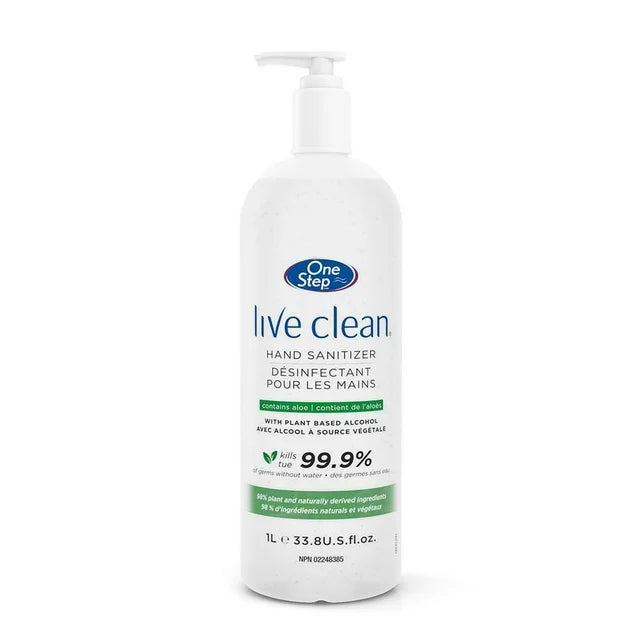 Live Clean hand sanitizer 1L refill bottle 99.9% disinfectant