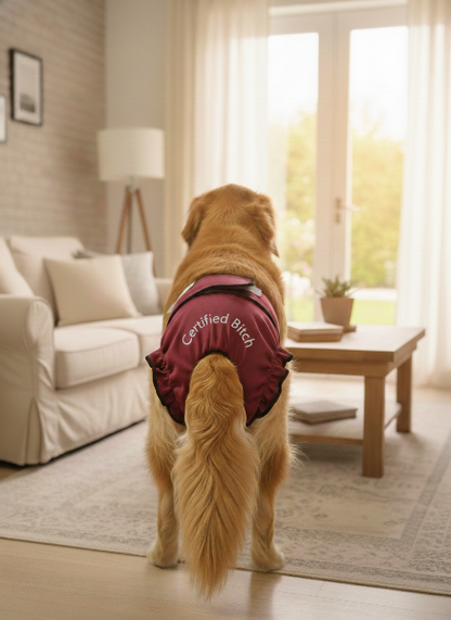 Regular Fit Dog Diapers with Cute Sayings - Burgundy