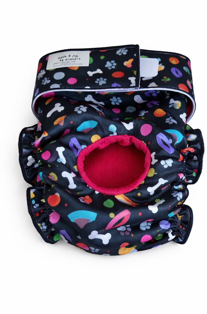 Playful print washable female dog diaper regular fit