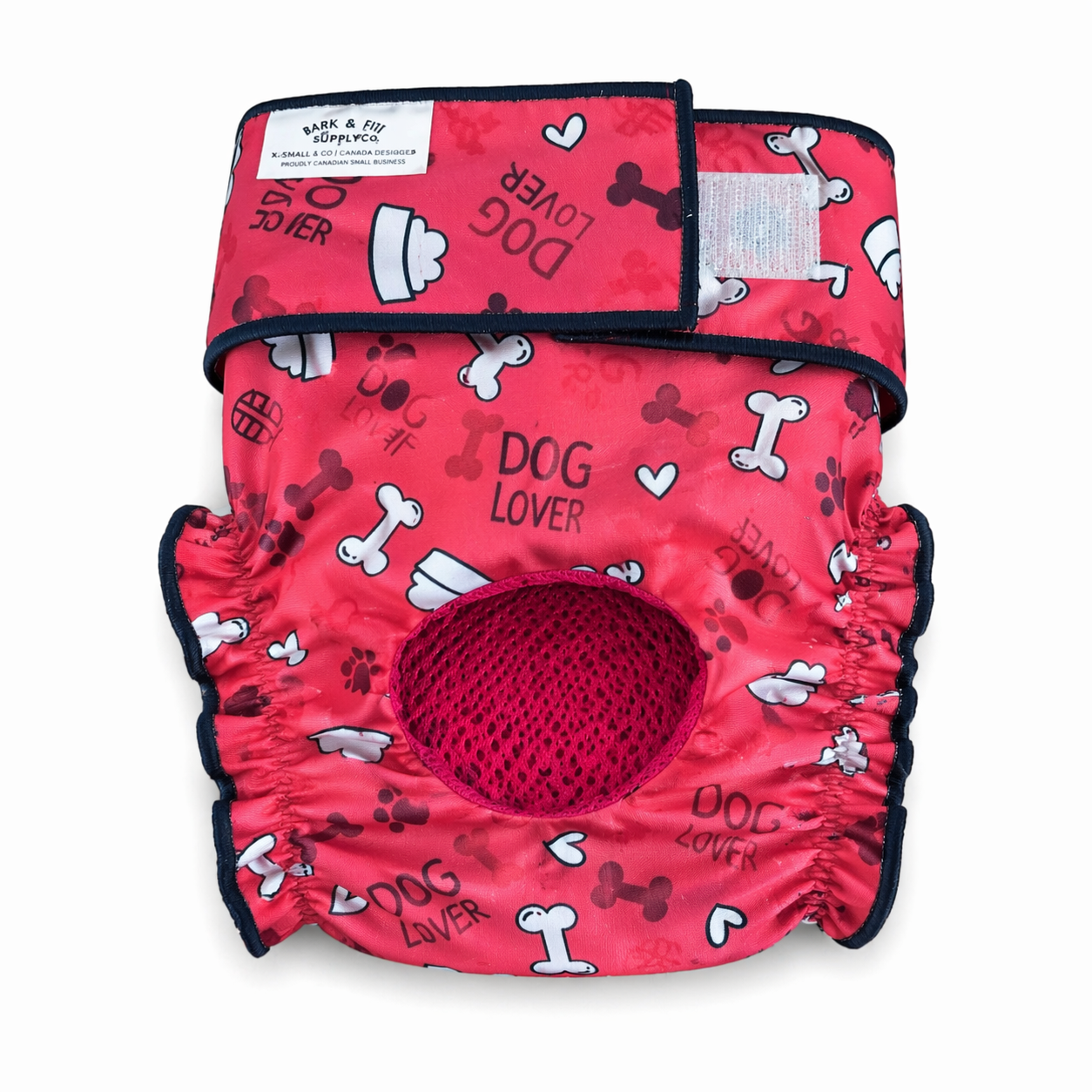 Red bones washable female dog diaper regular fit