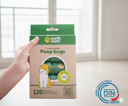 Compostable Dog Poop Bags - 120 Count (10 Rolls) | 100% Home Compostable