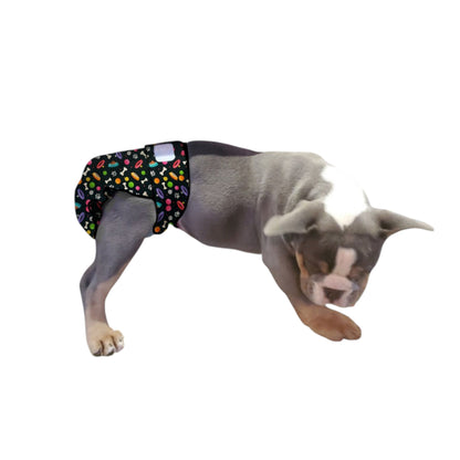 Playful print washable female dog diaper no tail opening