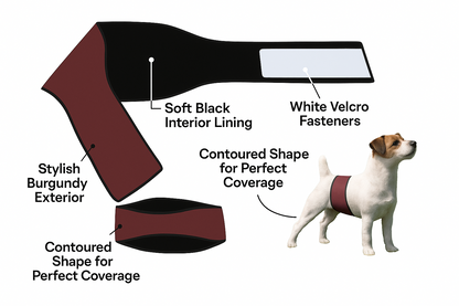 Male Dog Belly Band Wrap | Burgundy Print | Style 2