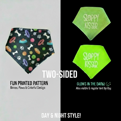 Glow in the Dark Snap-On Dog Bandana - SLOPPY KISSER