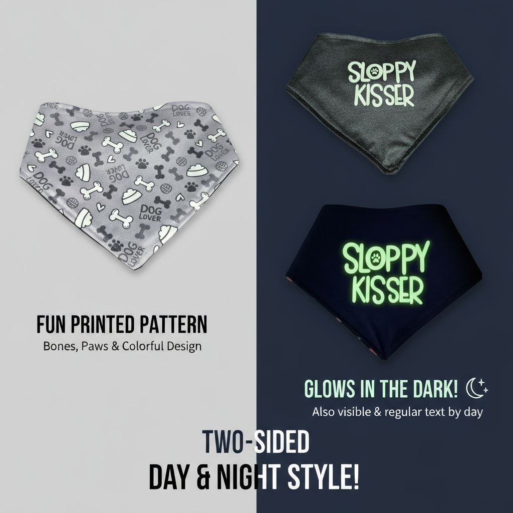 Glow in the Dark Snap-On Dog Bandana - SLOPPY KISSER