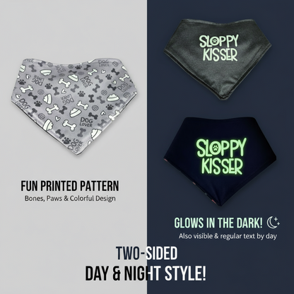 Glow in the Dark Snap-On Dog Bandana - SLOPPY KISSER