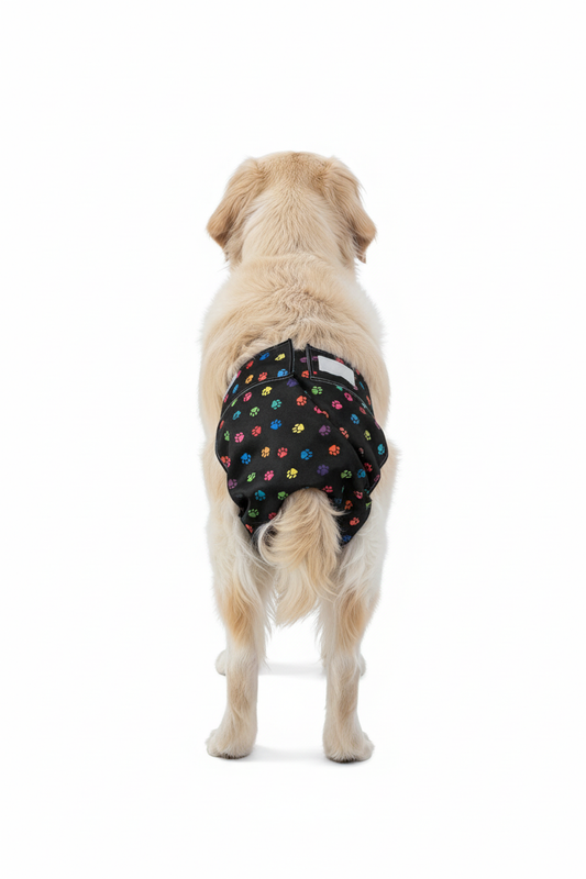 Multi paws print washable female dog diaper regular fit