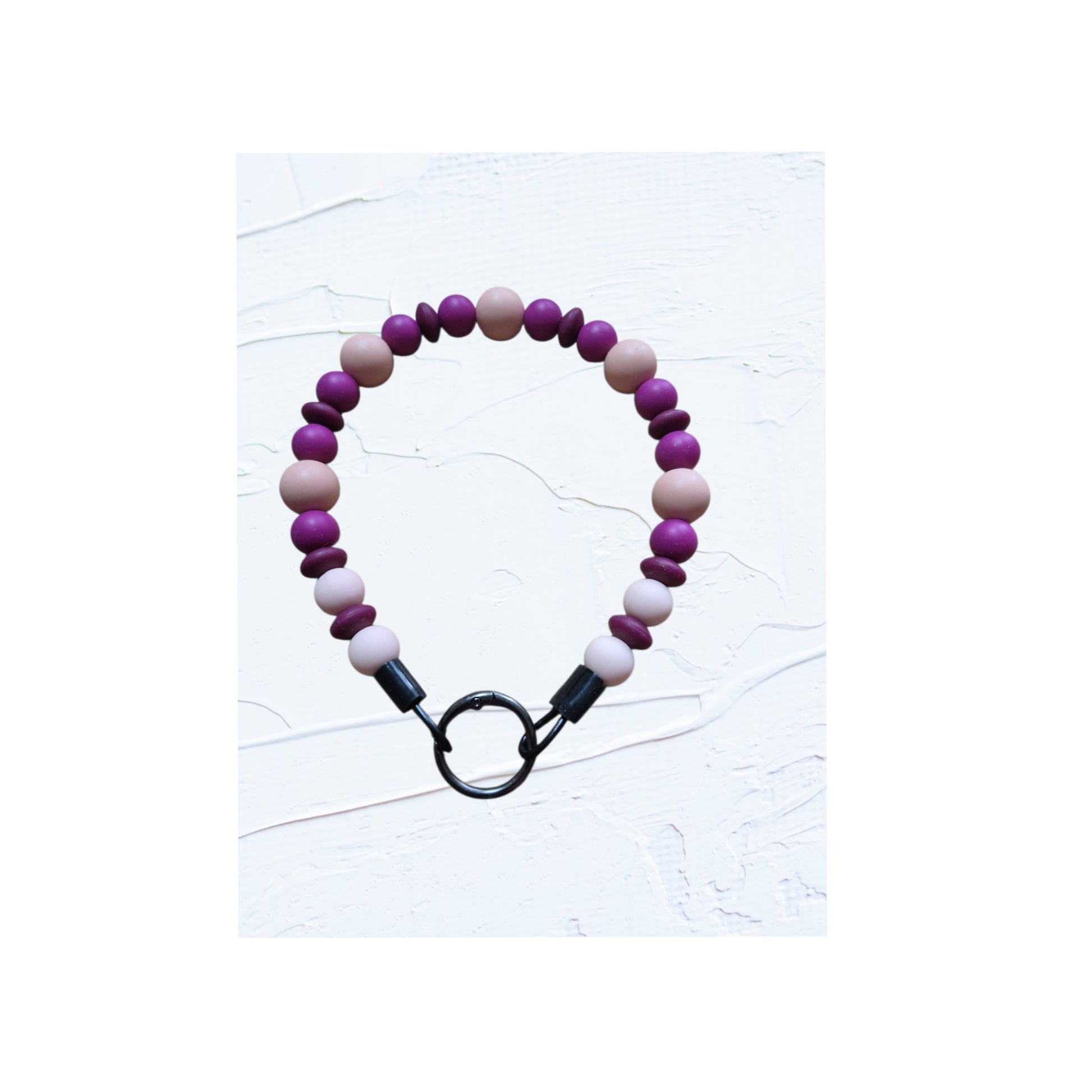 silicone beaded dog collar Colour G – magenta and blush pink silicone beads.