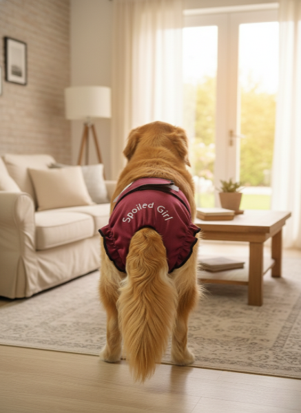 Regular Fit Dog Diapers with Cute Sayings - Burgundy